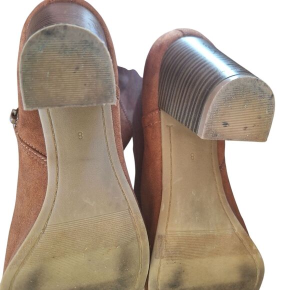 Old Navy Vegan Suede Block Heel Booties size 8 Zip Ankle Boots Brown - Picture 13 of 16